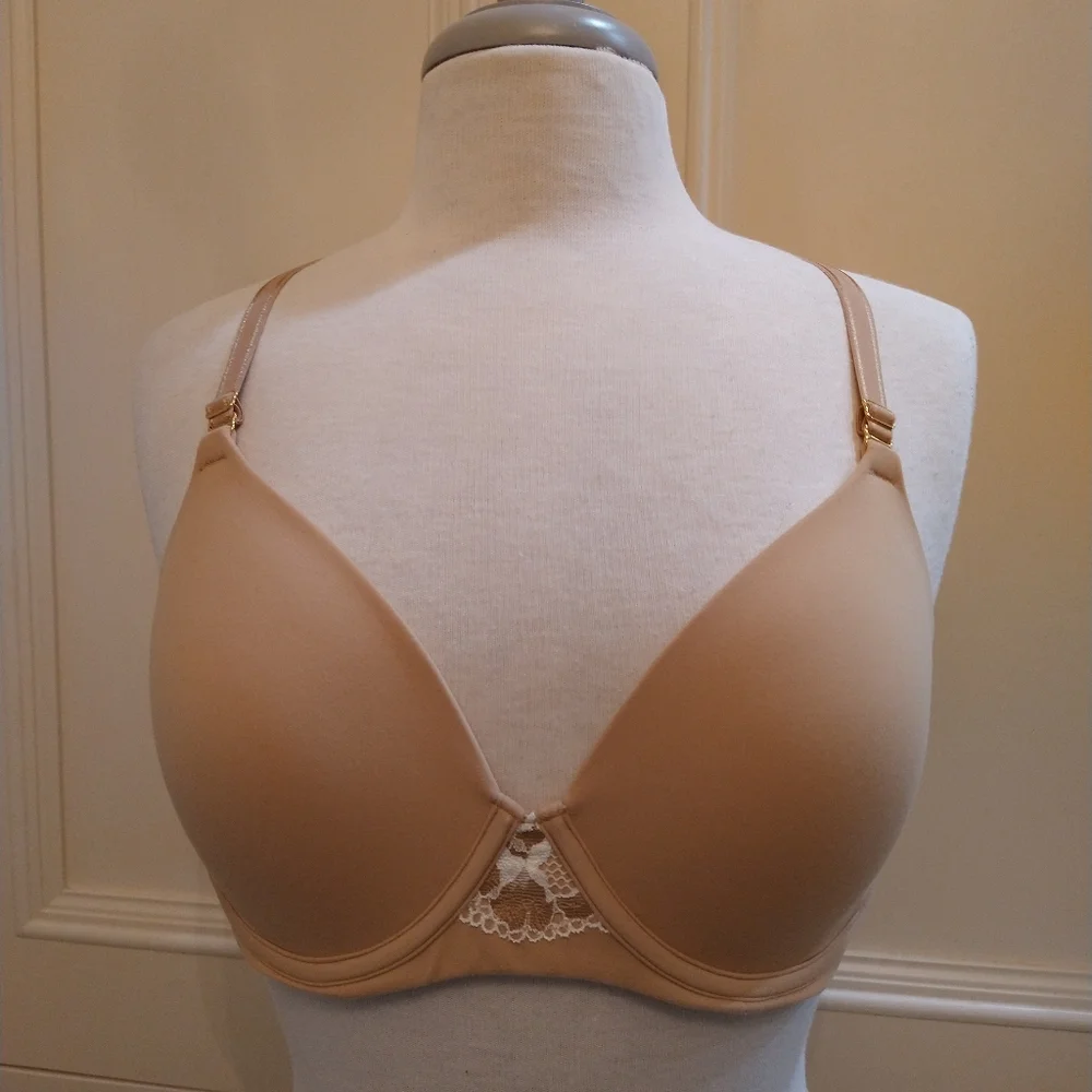 Soma Nude White Lace Embraceable Racerback 36C Bra 91% Nylon 19% Elastine - Picture 2 of 5